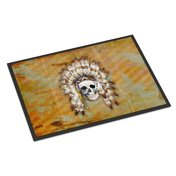 Micasa Day of the Dead Indian Skull Indoor or Outdoor Mat24 x 36 in. MI229039 - main